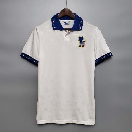 1990s Italy Retro Football Shirt | White Blue Home