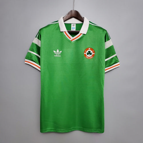 1980s Ireland Retro Football Shirt | Green White Home