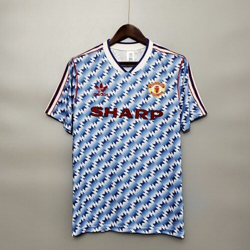 1990s Manchester United Retro Football Shirt | Blue White Home