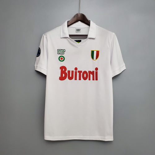 1980s Napoli Retro Football Shirt | White Green Home