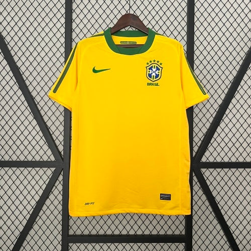2010s Brazil Retro Football Shirt | Yellow Green Home