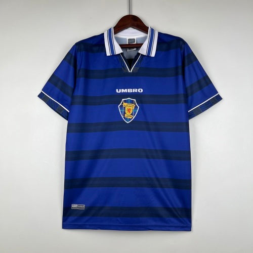 1990s Scotland Retro Football Shirt | Blue Black Home
