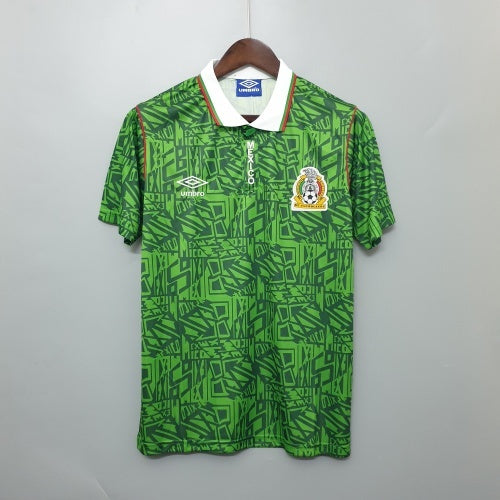 1990s Mexico Retro Football Shirt | Green White Home