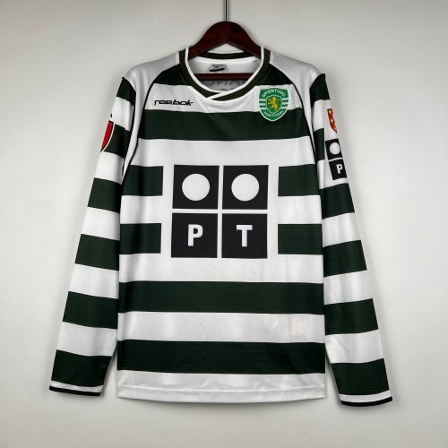 2000s Sporting Lisbon Retro Football Shirt | Green White Home