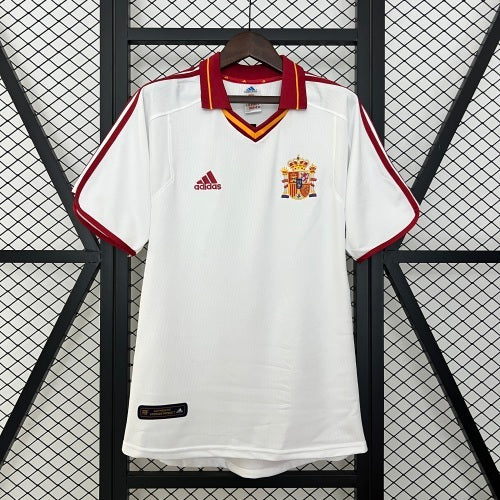 90s Spain Retro Football Shirt | White Maroon Home