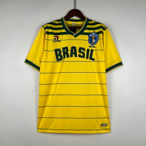 1990s Brazil Retro Football Shirt | Yellow Green Home