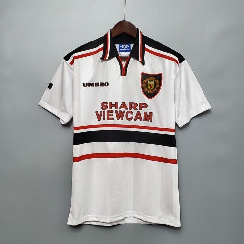 1990s Manchester United Retro Football Shirt | White Black Red Home
