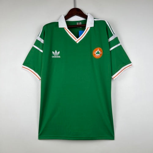 1980s Ireland Retro Football Shirt | Green White Home