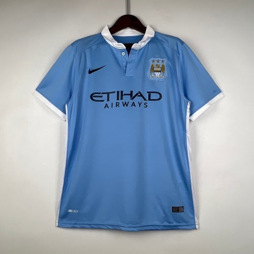 2010s Manchester City Retro Football Shirt | Sky Blue White Home