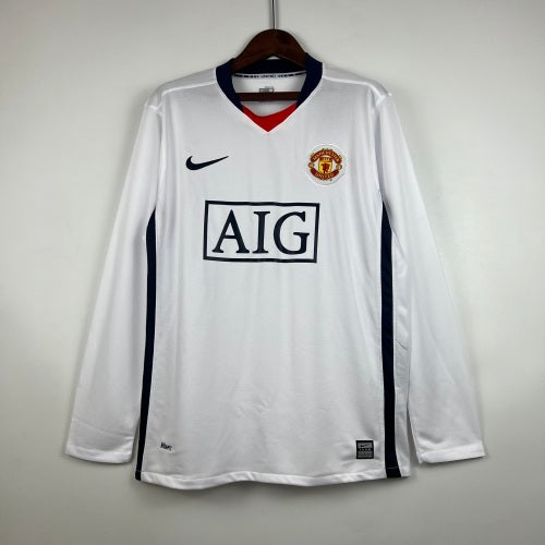 2000s Manchester United Retro Football Shirt | White Navy Home