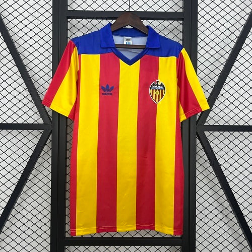 1980s Valencia Retro Football Shirt | Yellow Red Home