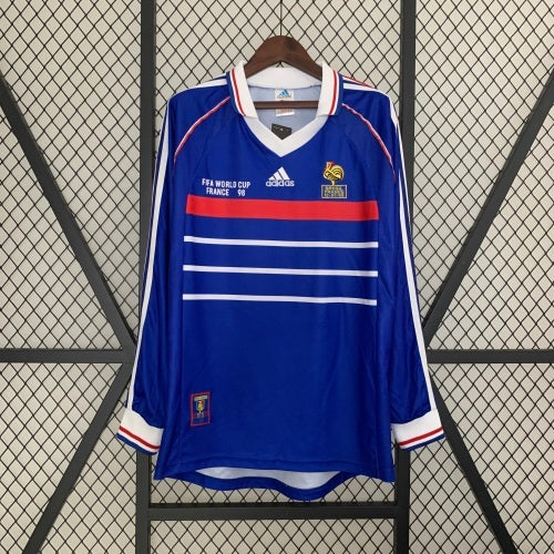 1990s France Retro Football Shirt | Blue Red Home