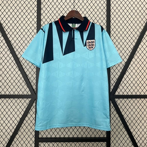 1990s England Retro Football Shirt | Sky Blue Navy Home