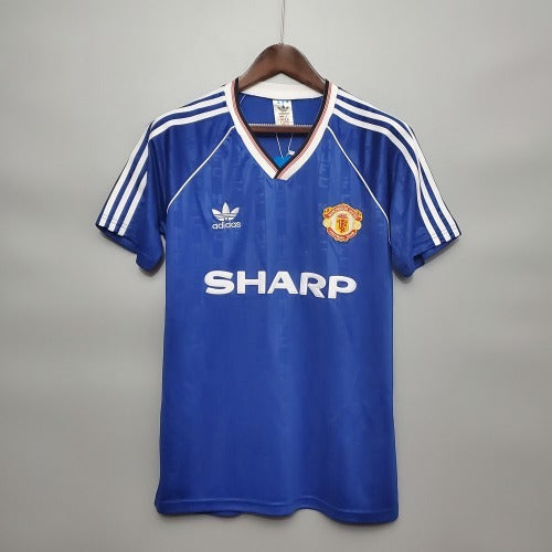1990s Manchester United Retro Football Shirt | Blue White Home