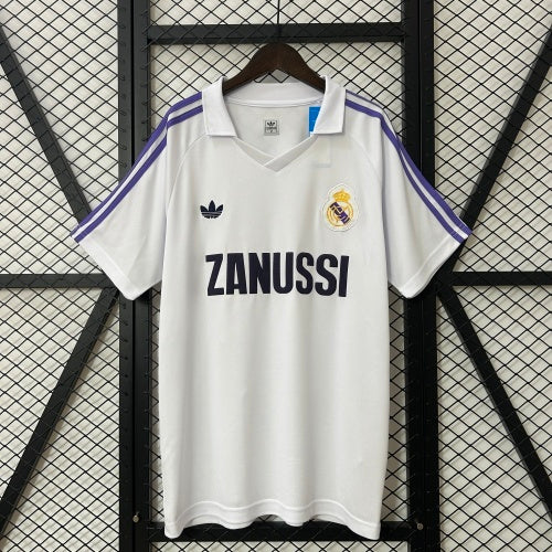 1980s Real Madrid Retro Football Shirt | White Purple Home