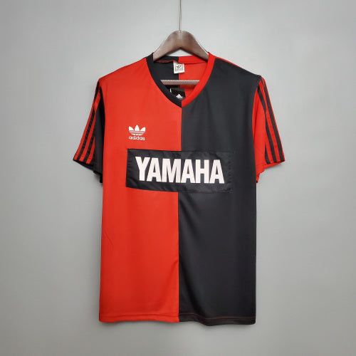 1990s Unknown Team Retro Football Shirt | Red Black Home