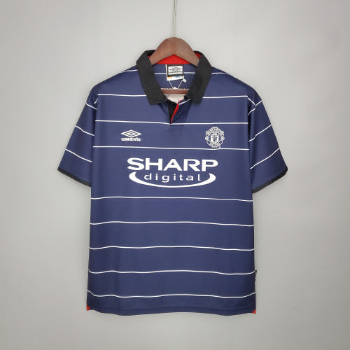 1990s Manchester United Retro Football Shirt | Navy White Home