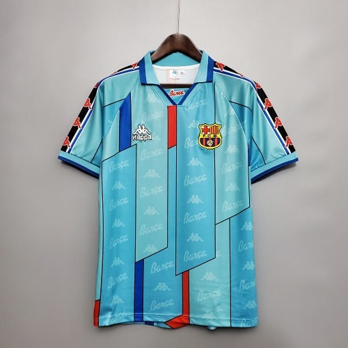 1990s Barcelona Retro Football Shirt | Sky Blue Red Home