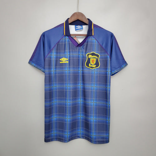 1990s Scotland Retro Football Shirt | Blue Yellow Home