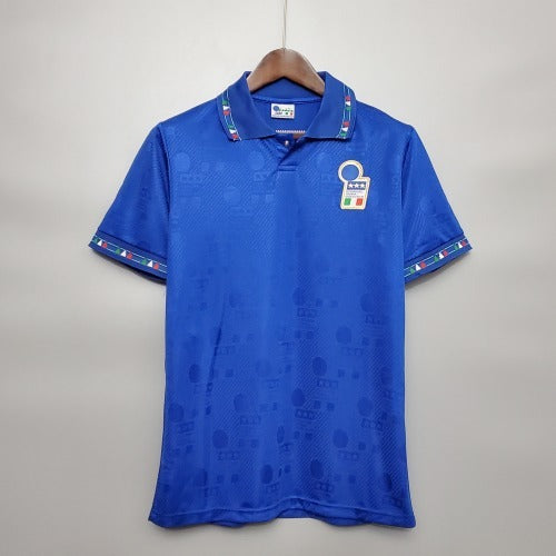 1990s Italy Retro Football Shirt | Blue White Third