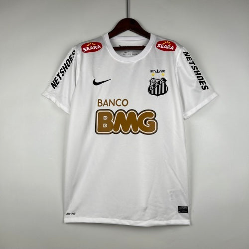 2010s Santos Retro Football Shirt | White Gold Home