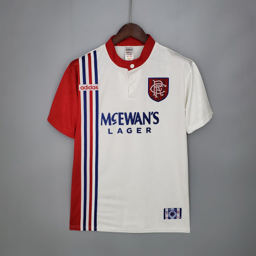 1990s Rangers Retro Football Shirt | White Red Blue Home
