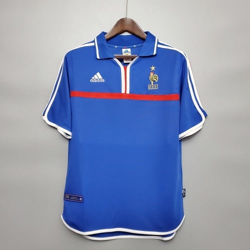 1990s France Retro Football Shirt | Blue Red Home