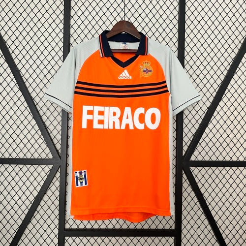 1990s Deportivo La Coruna Retro Football Shirt | Orange Grey Away