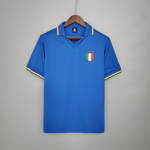 1980s Italy Retro Football Shirt | Blue White Home