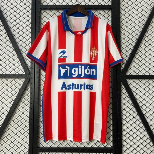1990s Sporting Gijón Retro Football Shirt | Red White Home