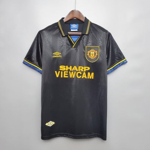 1990s Manchester United Retro Football Shirt | Black Yellow Home
