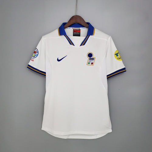 1990s Italy Retro Football Shirt | White Blue Home