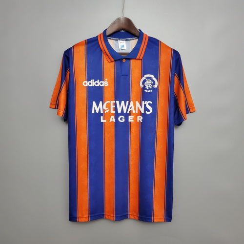 1990s Rangers Retro Football Shirt | Blue Orange Home
