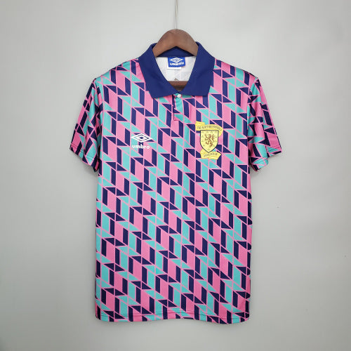 1990s Scotland Retro Football Shirt | Pink Navy Home