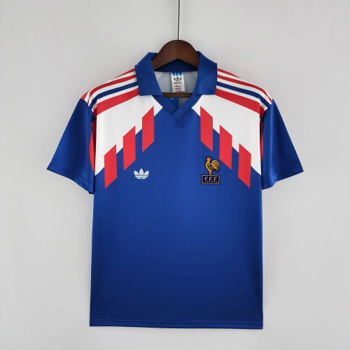 1980s France Retro Football Shirt | Blue Red Home