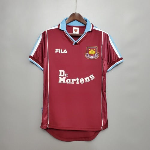 1990s West Ham United Retro Football Shirt | Claret Sky Blue Home