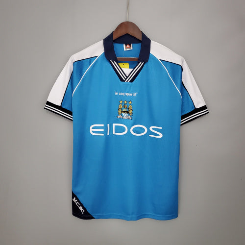 1990s Manchester City Retro Football Shirt | Sky Blue White Home