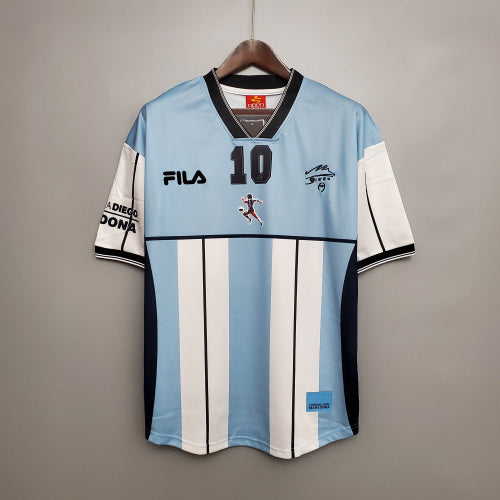 1990s Argentina Retro Football Shirt | Sky Blue Black Home