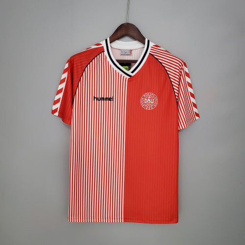 1990s Denmark Retro Football Shirt | Red White Home