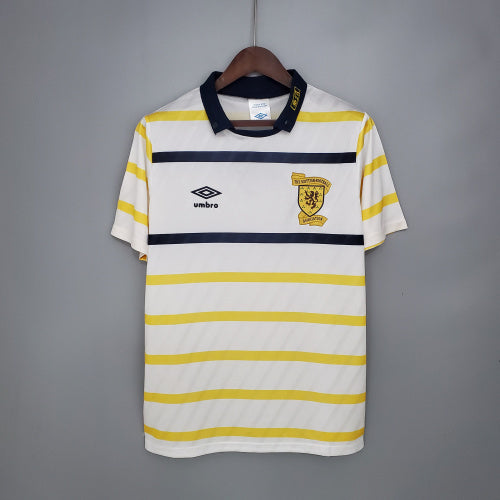 1980s Scotland Retro Football Shirt | White Yellow Home