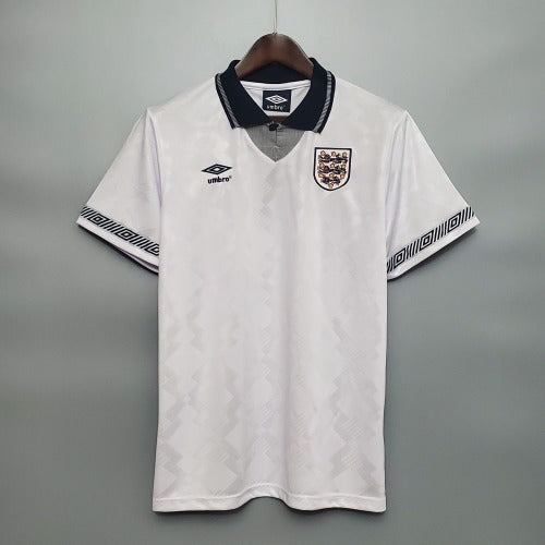 1990s England Retro Football Shirt | White Black Home