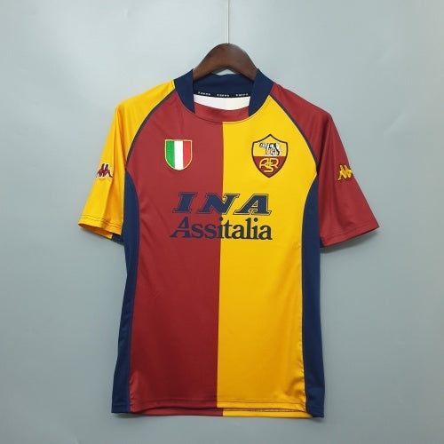 2000s AS Roma Retro Football Shirt | Yellow Red Home