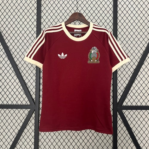 1980s Mexico Retro Football Shirt | Maroon Cream Home