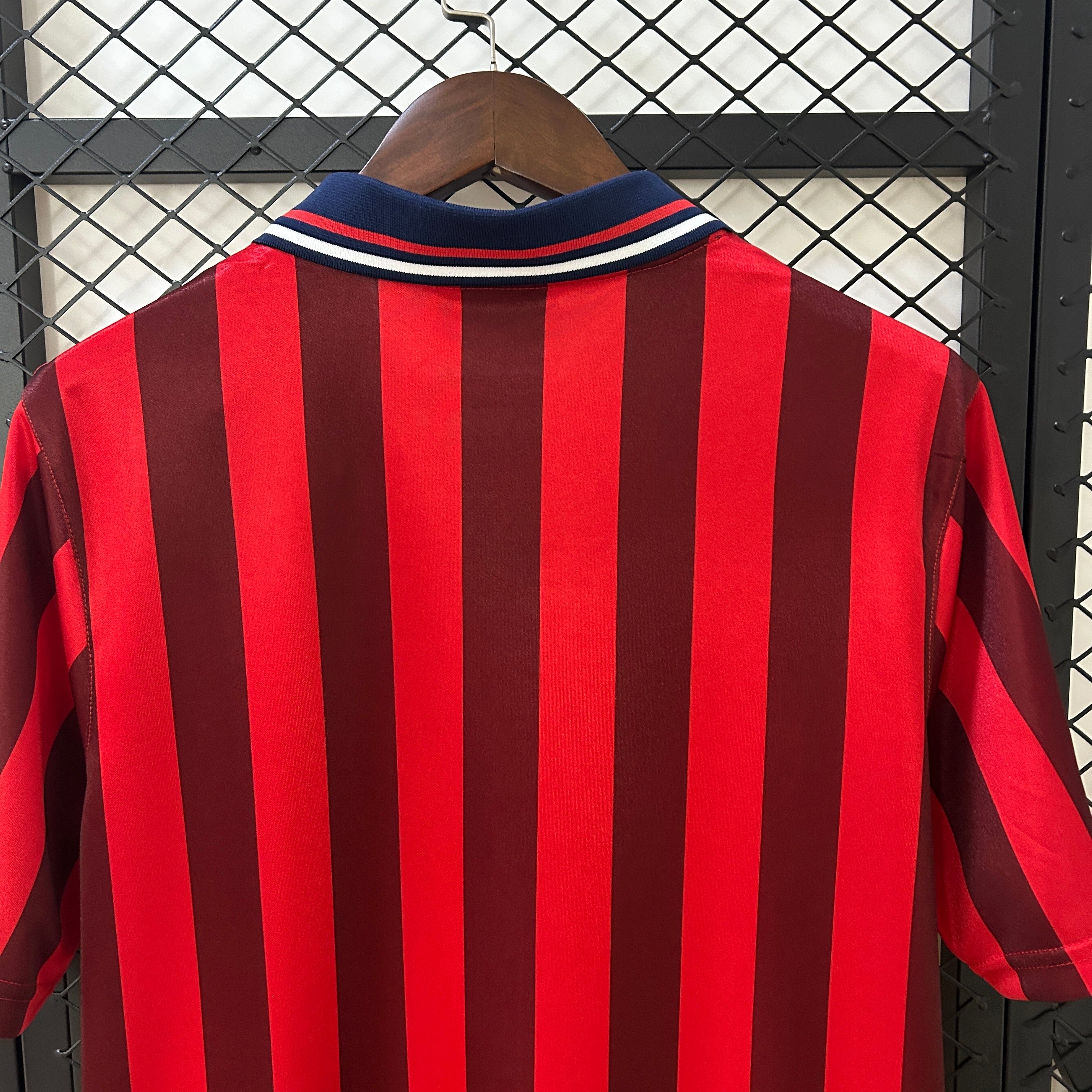 1990s England Retro Football Shirt | Red Black Home