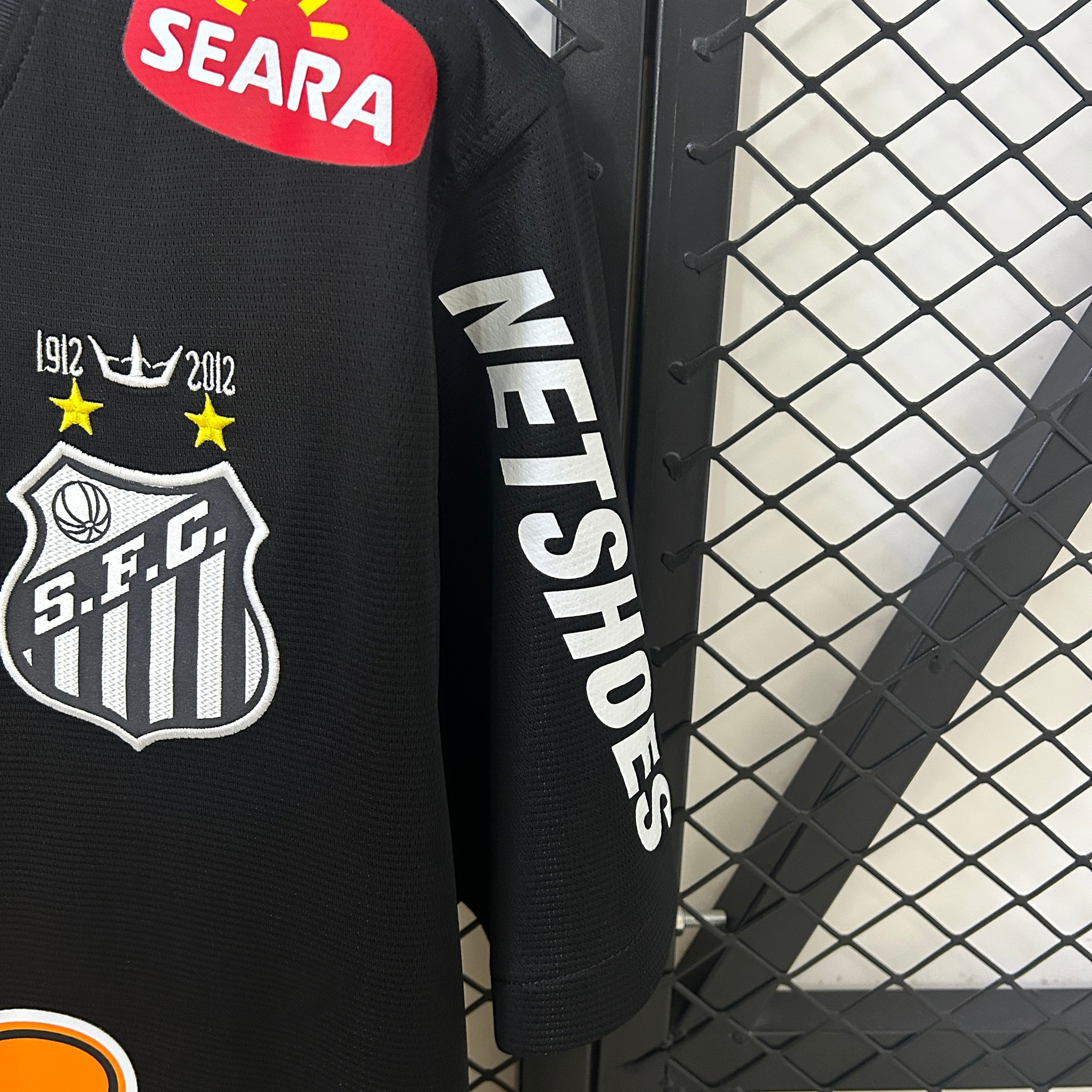 2010s Santos Retro Football Shirt | Black White Home