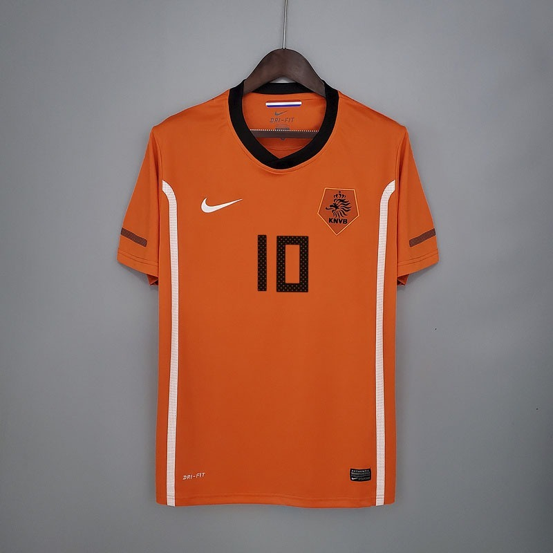 2000s Netherlands Retro Football Shirt | Orange Black Home