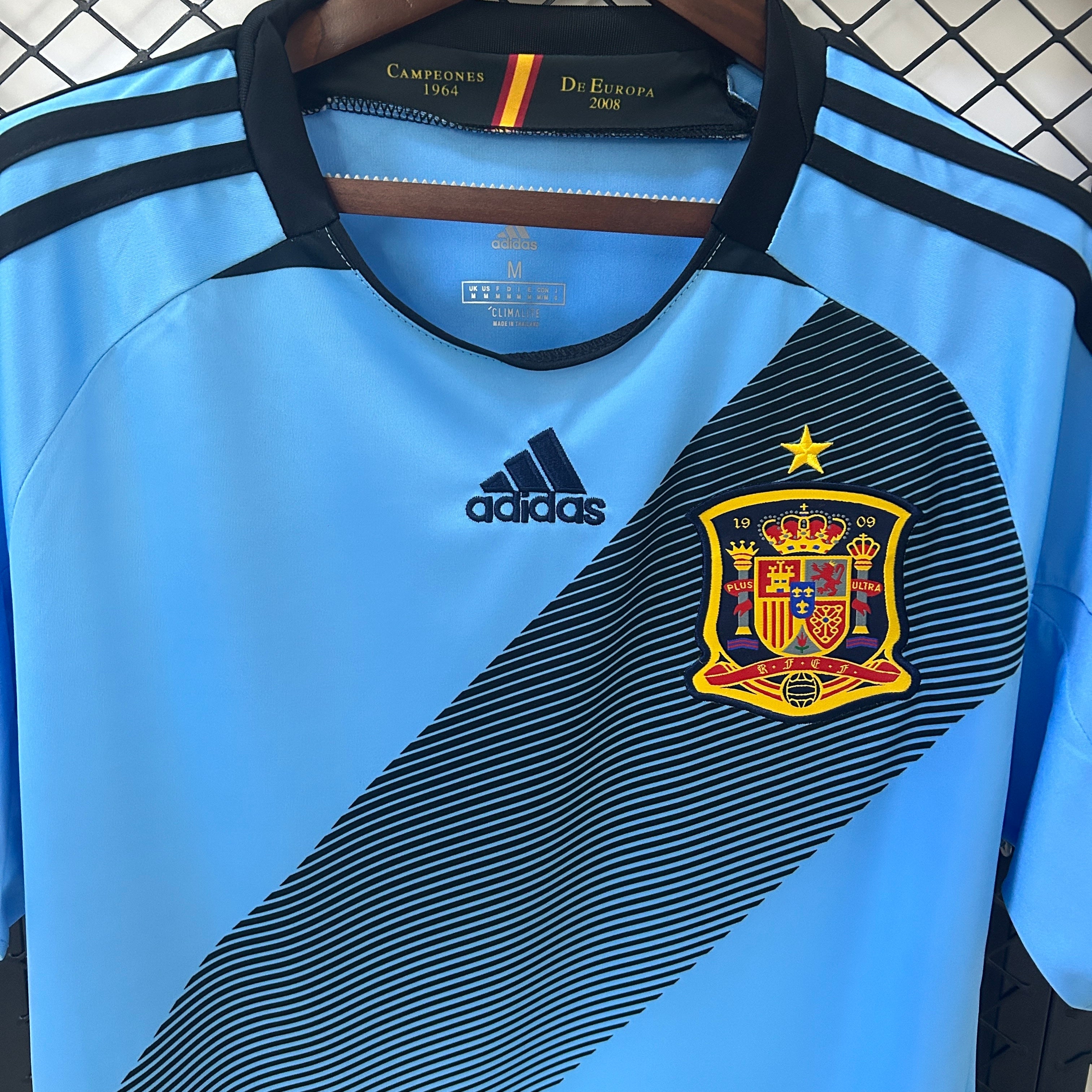 2000s Spain Retro Football Shirt | Light Blue Black Home