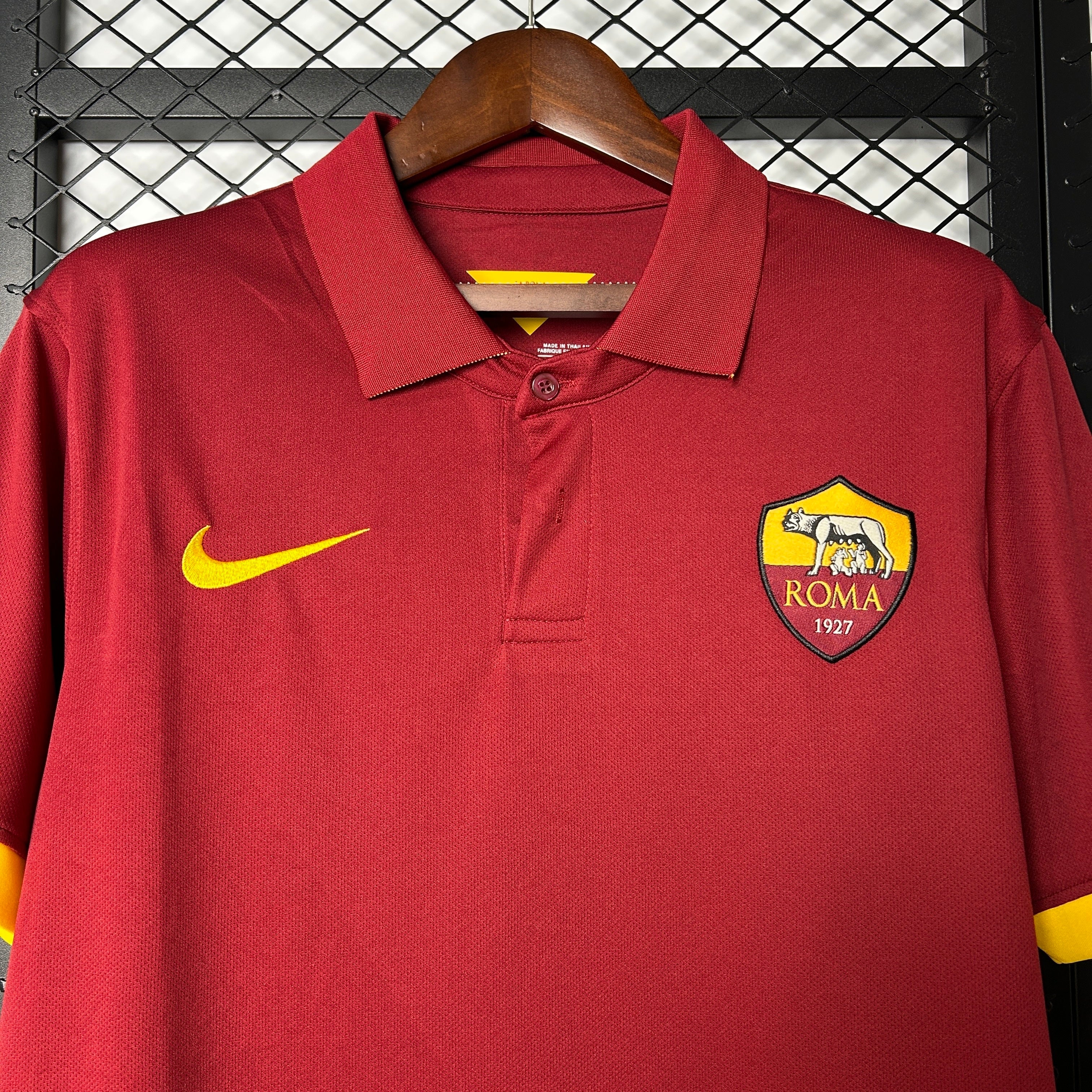 2000s AS Roma Retro Football Shirt | Red Yellow Home