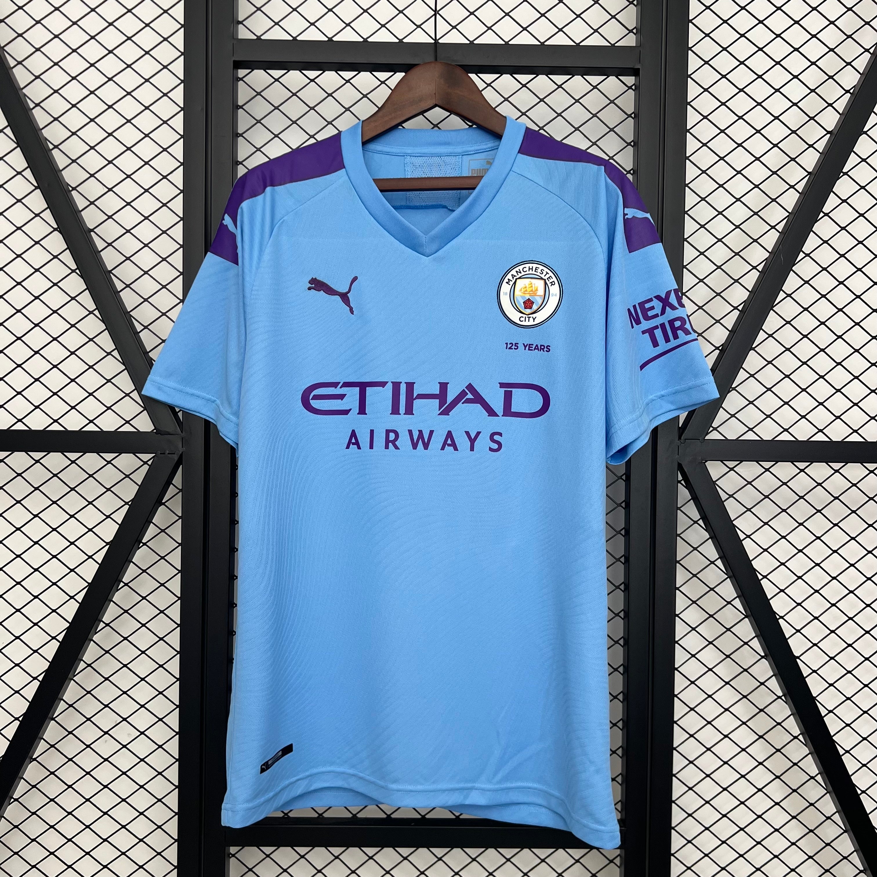 2020s Manchester City Retro Football Shirt | Sky Blue Purple Home