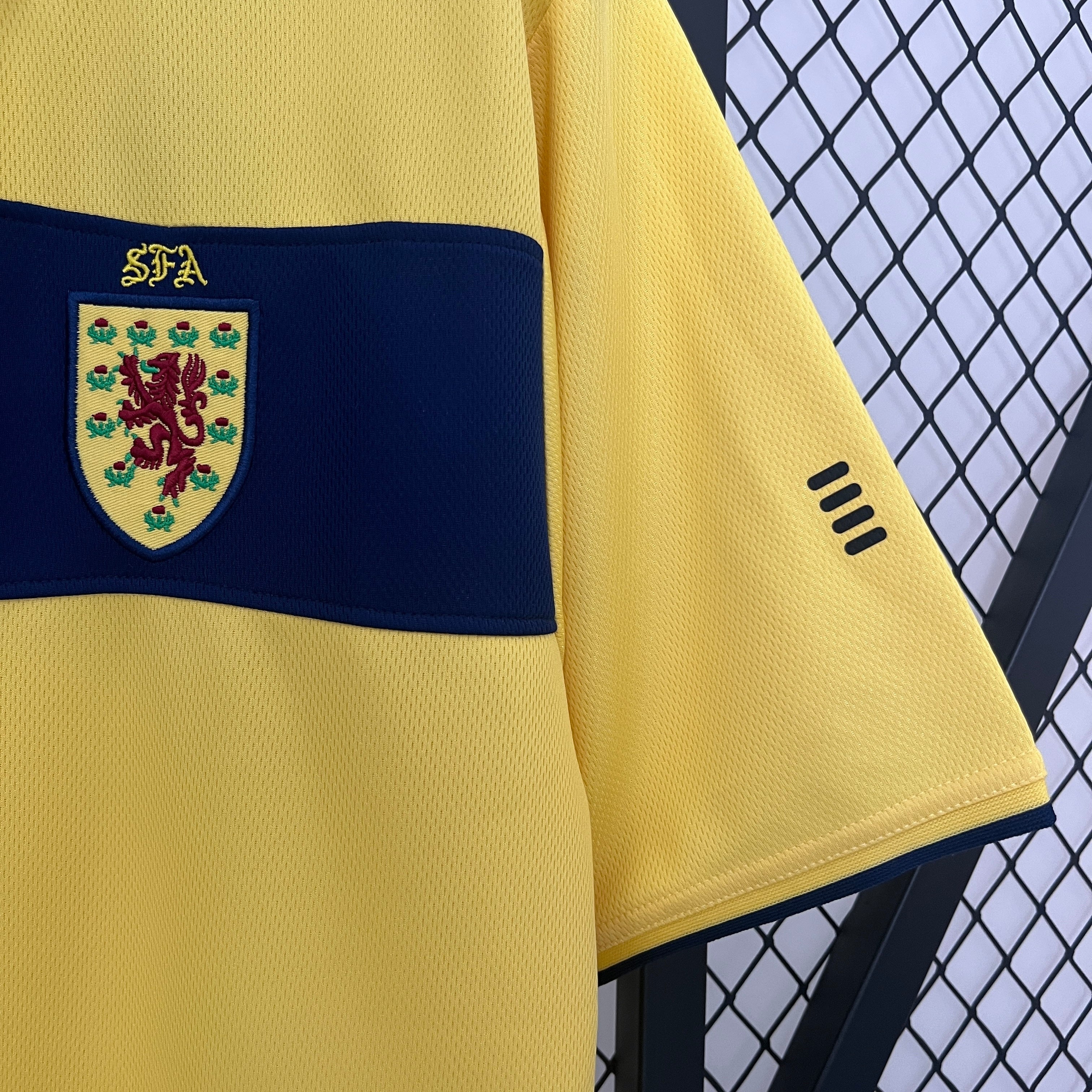 1990s Scotland Retro Football Shirt | Yellow Navy Home